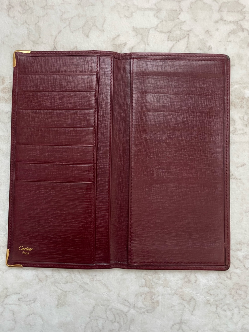 Authentic Vintage Cartier Leather Long Wallet with Gold Corner Accents - Picture 7 of 10